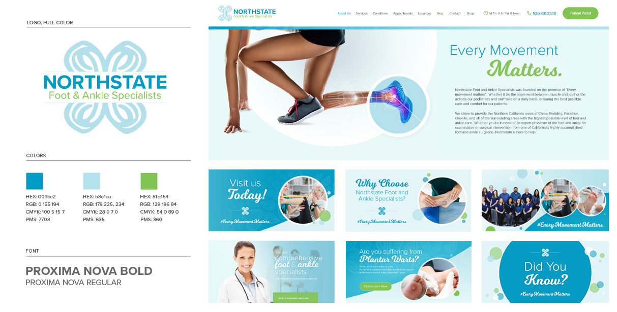 Northstate foot and ankle medical branding and logo examples