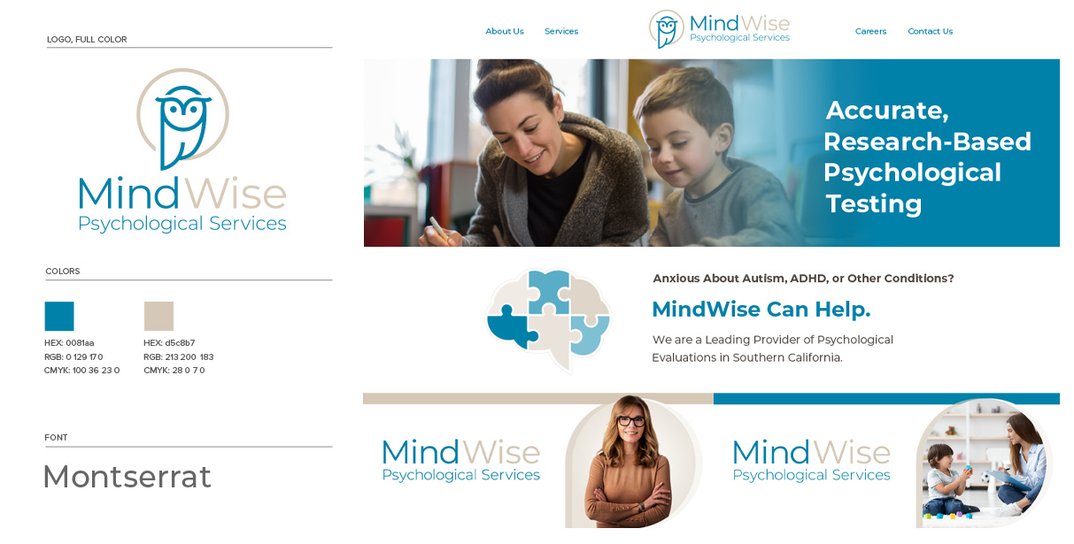 Mindwise psychological health and wellness branding and logo example